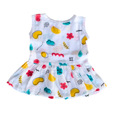 Muslin Frock Button – Color Shapes Design Baby Wear