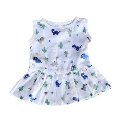 Muslin Frock Button – Dinosaur Design Baby Wear