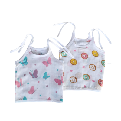 Muslin Jabla Combo Pack of 2 – Butterfly & Donut Design Baby Wear
