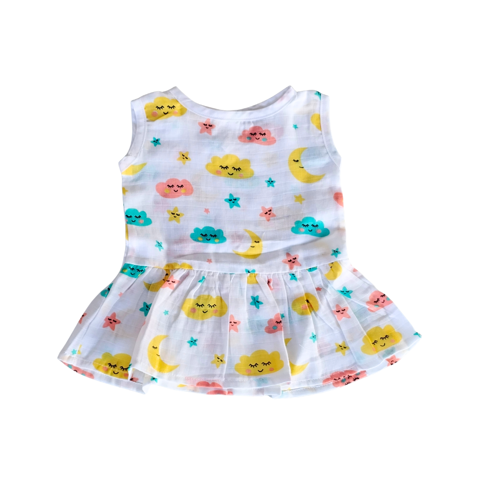 Muslin Frock Button – Moon Design Baby Wear