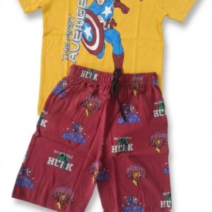 Boys Avenger Print T-Shirt & Shorts Set – Premium Kids Casual Wear