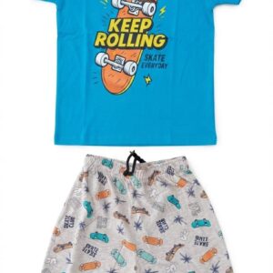 Boys Keep Rolling Print T-Shirt & Shorts Set – Premium Kids Casual Wear